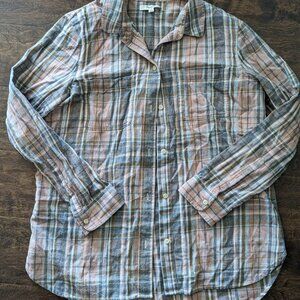 Madewell Flannel Button Up Women's Multicolor Plaid Classic Long Sleeve Medium